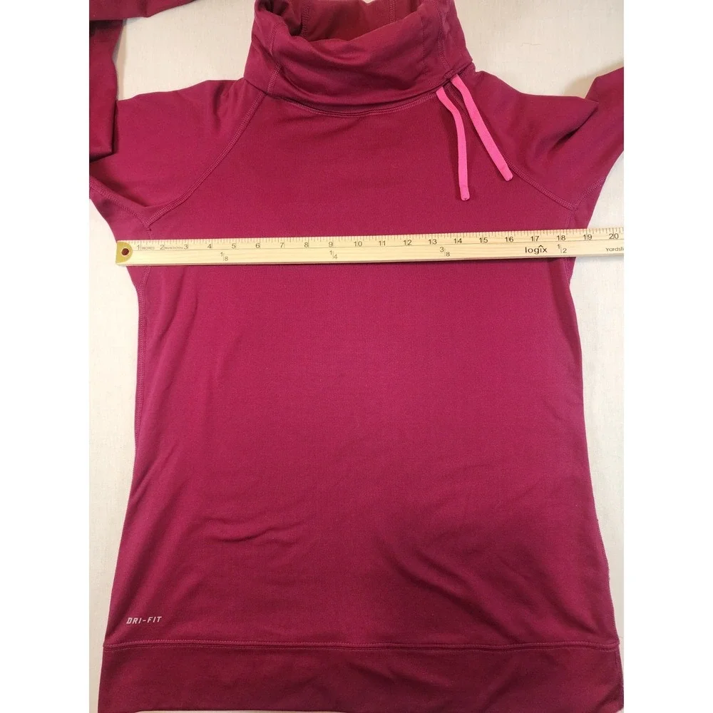 Nike Pro Dri-FIT Womens L Funnel Neck Training‎ Top Berry Pink Long Sleeve Large